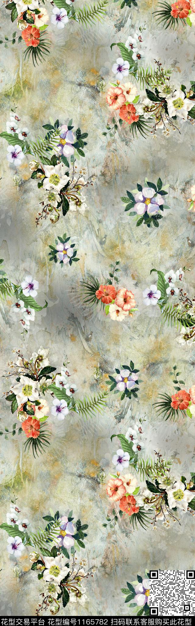 水彩花卉花卉长巾数码印花华亿平台下载（图片编号: 1165782） - 瓦栏（Walan）