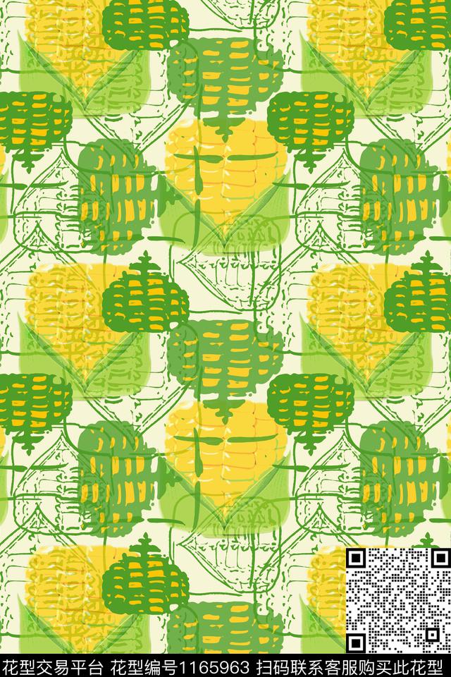 玉米迷彩图案趣味数码印花华亿平台下载（图片编号: 1165963） - 瓦栏（Walan）