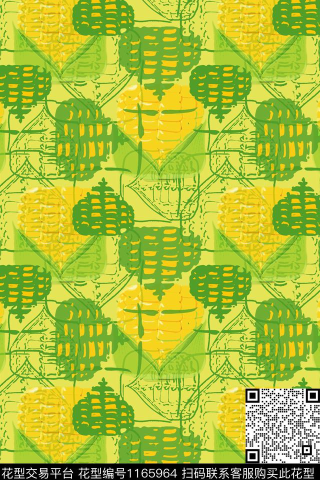 玉米迷彩图案趣味数码印花华亿平台下载（图片编号: 1165964） - 瓦栏（Walan）