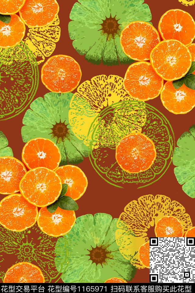 趣味俏皮水果桔子数码印花华亿平台下载（图片编号: 1165971） - 瓦栏（Walan）