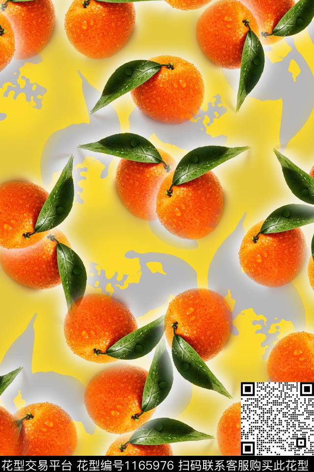 趣味俏皮水果桔子数码印花华亿平台下载（图片编号: 1165976） - 瓦栏（Walan）