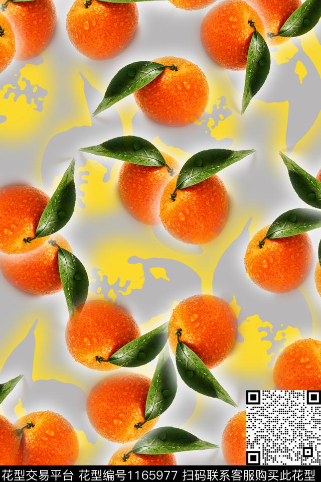 趣味俏皮水果桔子数码印花华亿平台下载（图片编号: 1165977） - 瓦栏（Walan）