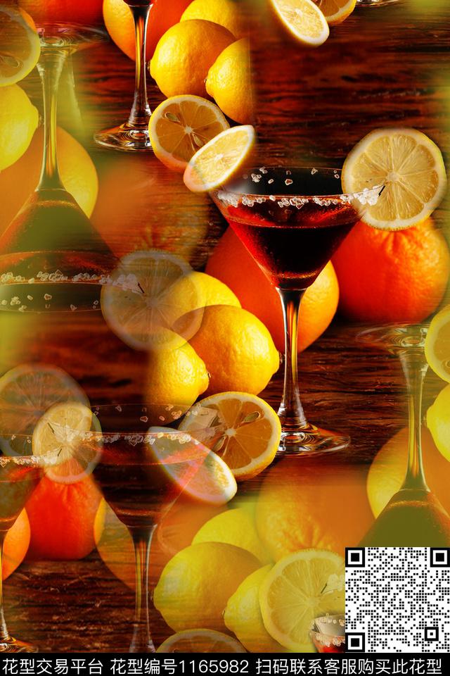 趣味俏皮水果红酒杯数码印花华亿平台下载（图片编号: 1165982） - 瓦栏（Walan）