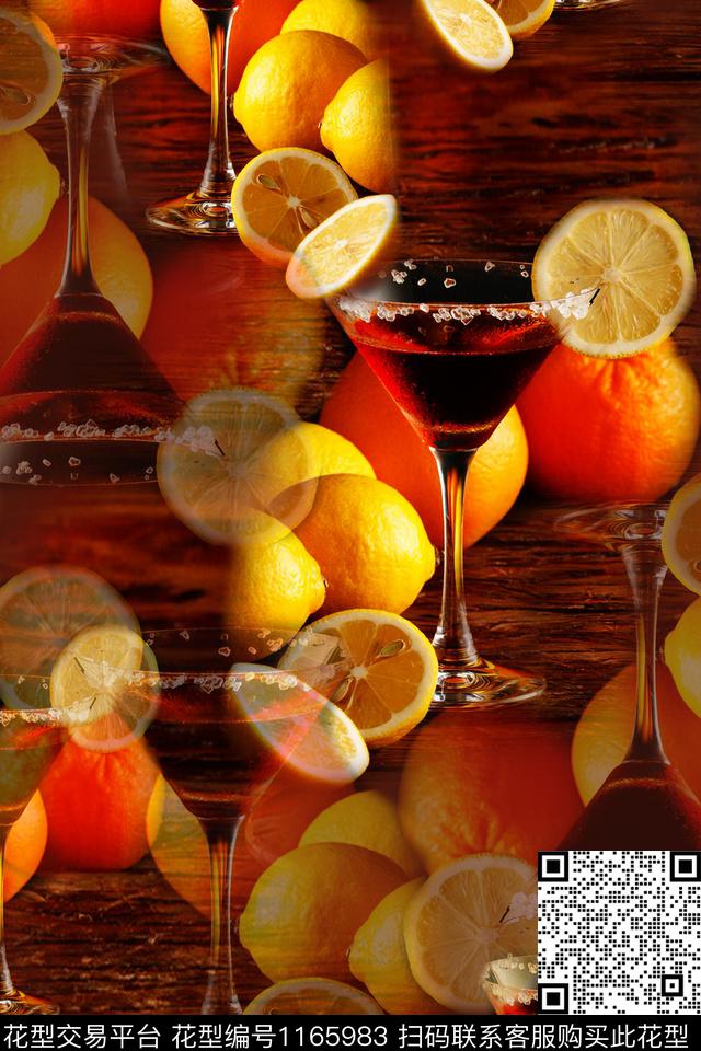 趣味俏皮水果红酒杯数码印花华亿平台下载（图片编号: 1165983） - 瓦栏（Walan）