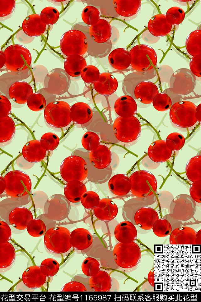 樱桃趣味俏皮水果数码印花华亿平台下载（图片编号: 1165987） - 瓦栏（Walan）