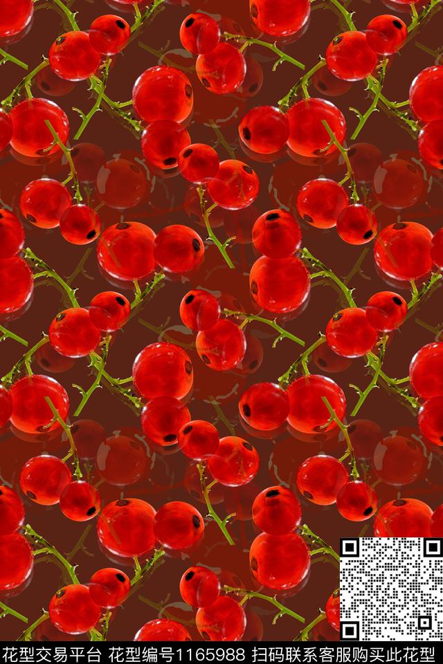 樱桃趣味俏皮水果数码印花华亿平台下载（图片编号: 1165988） - 瓦栏（Walan）