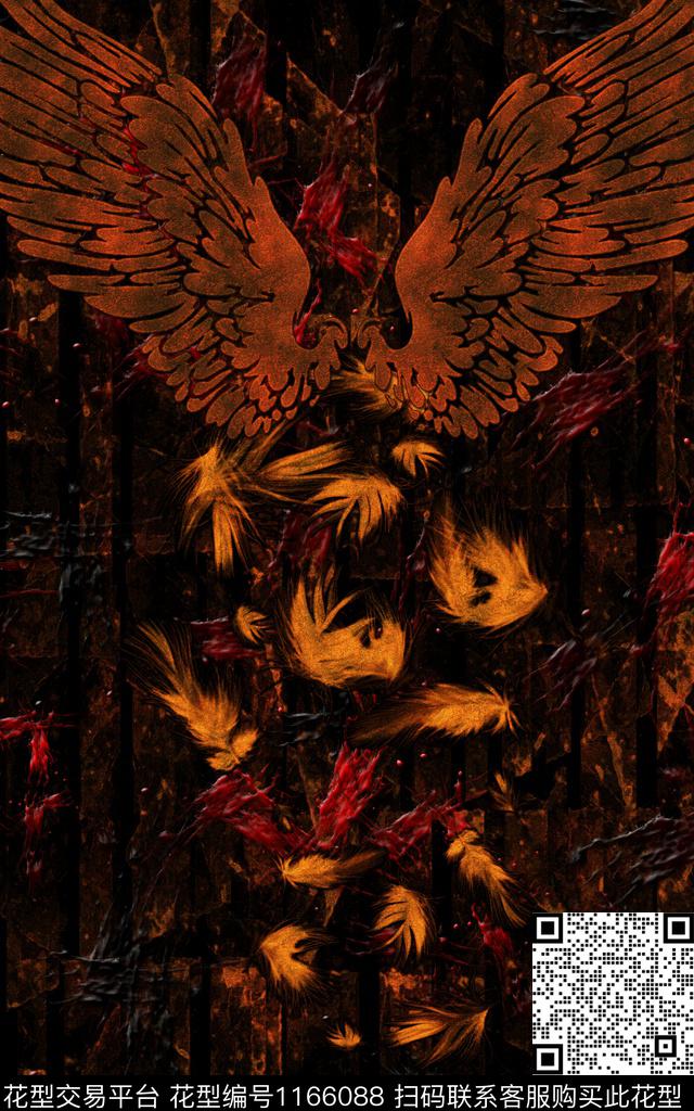 羽毛翅膀男装数码印花华亿平台下载（图片编号: 1166088） - 瓦栏（Walan）