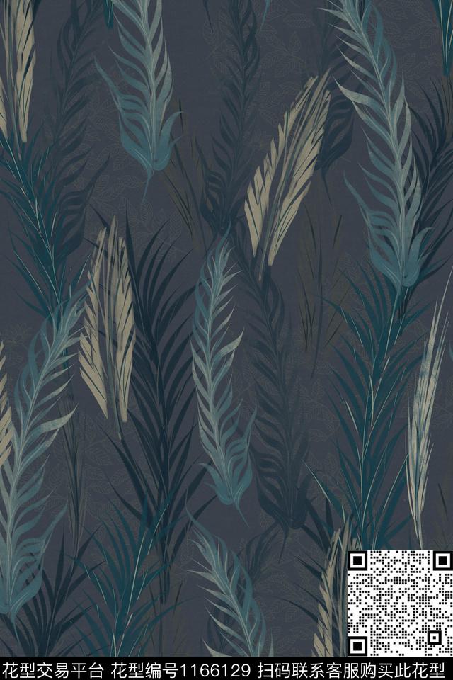 大牌风羽毛植物数码印花华亿平台下载（图片编号: 1166129） - 瓦栏（Walan）