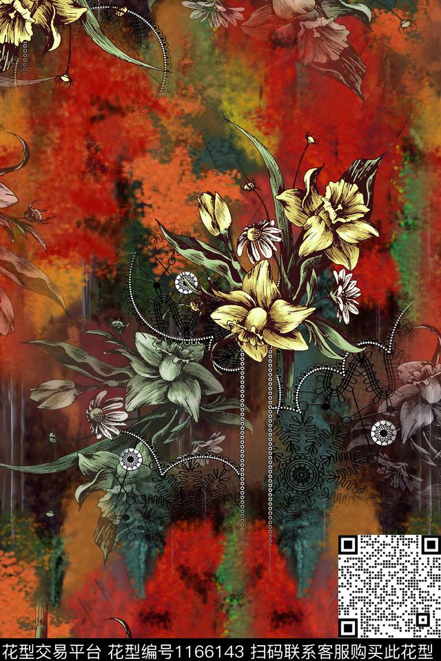 花卉肌理中老年数码印花华亿平台下载（图片编号: 1166143） - 瓦栏（Walan）