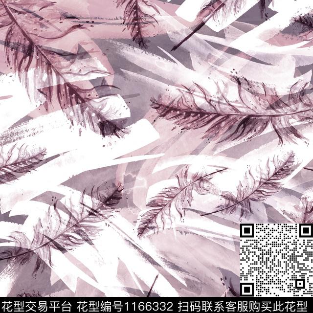 花卉大牌风羽毛数码印花华亿平台下载（图片编号: 1166332） - 瓦栏（Walan）