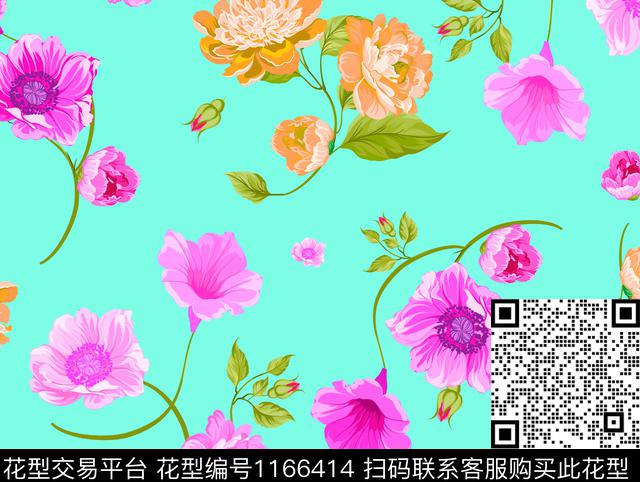 花卉牵牛花数码华亿平台数码印花华亿平台下载（图片编号: 1166414） - 瓦栏（Walan）