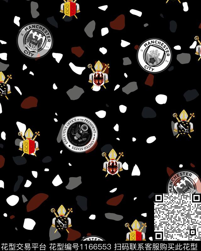 几何大牌风男装数码印花华亿平台下载（图片编号: 1166553） - 瓦栏（Walan）