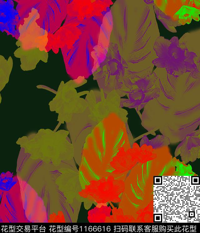 迷幻花瓣花卉数码印花华亿平台下载（图片编号: 1166616） - 瓦栏（Walan）