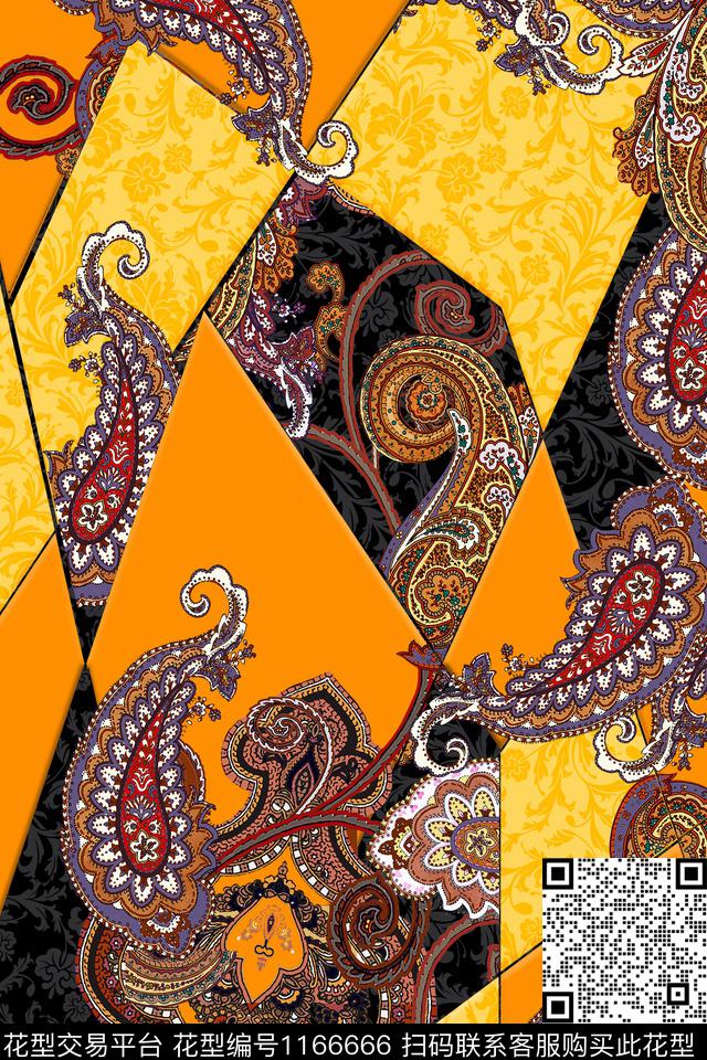 几何民族风大牌风数码印花华亿平台下载（图片编号: 1166666） - 瓦栏（Walan）