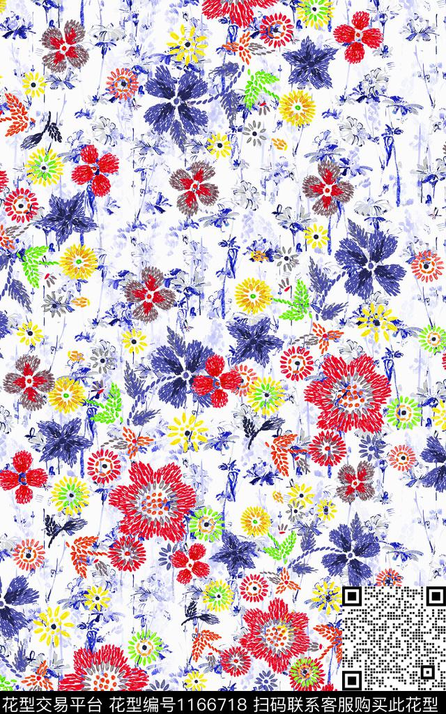 花卉小碎花肌理数码印花华亿平台下载（图片编号: 1166718） - 瓦栏（Walan）