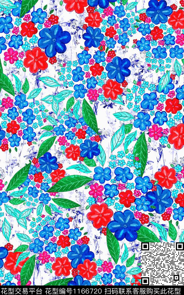 花卉小碎花肌理数码印花华亿平台下载（图片编号: 1166720） - 瓦栏（Walan）