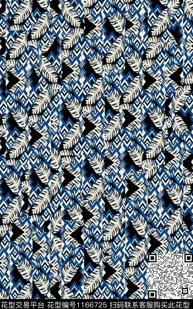 几何花卉纹理数码印花华亿平台下载（图片编号: 1166725） - 瓦栏（Walan）