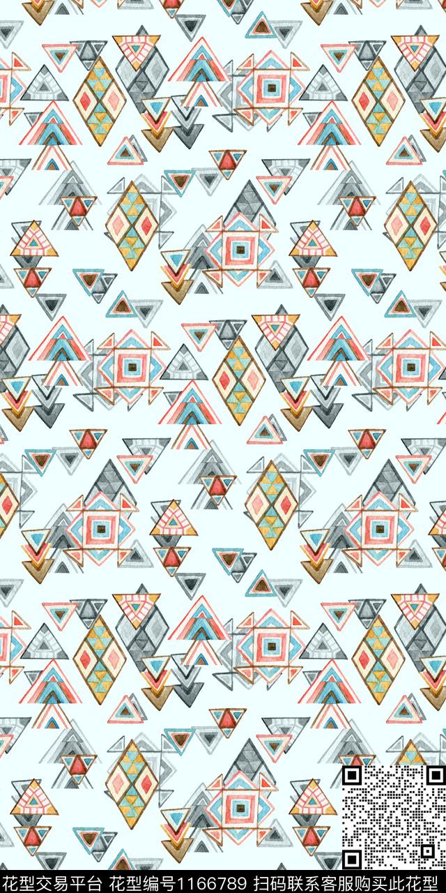几何女装清爽数码印花华亿平台下载（图片编号: 1166789） - 瓦栏（Walan）