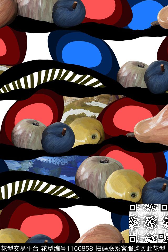 童装抽象水果圆形数码印花华亿平台下载（图片编号: 1166858） - 瓦栏（Walan）