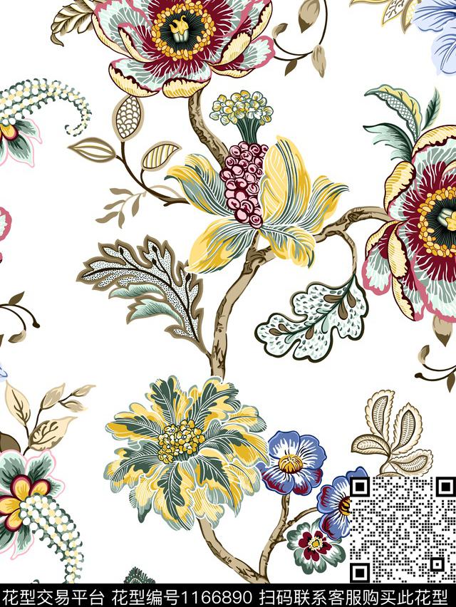 沙发布欧洲枝蔓传统印花华亿平台下载（图片编号: 1166890） - 瓦栏（Walan）