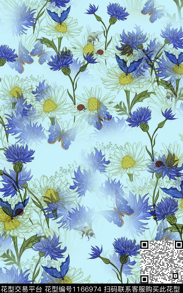 花卉满版散花女装数码印花华亿平台下载（图片编号: 1166974） - 瓦栏（Walan）