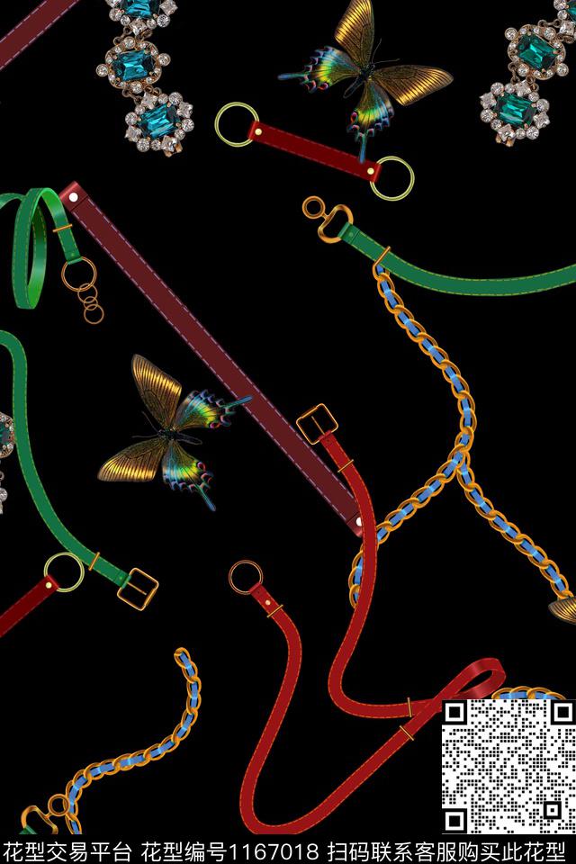 链条蝴蝶皮带数码印花华亿平台下载（图片编号: 1167018） - 瓦栏（Walan）