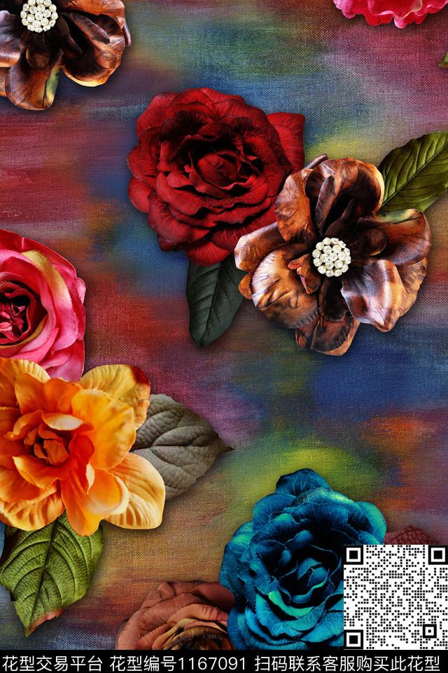 花卉肌理贴布数码印花华亿平台下载（图片编号: 1167091） - 瓦栏（Walan）