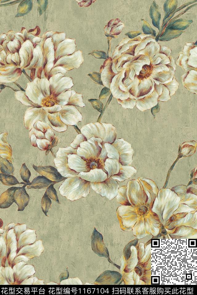 花卉肌理油画华亿平台数码印花华亿平台下载（图片编号: 1167104） - 瓦栏（Walan）