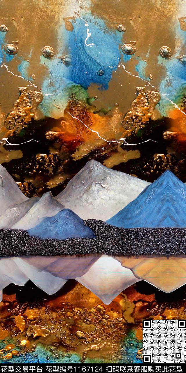 抽象风景景观油画华亿平台数码印花华亿平台下载（图片编号: 1167124） - 瓦栏（Walan）