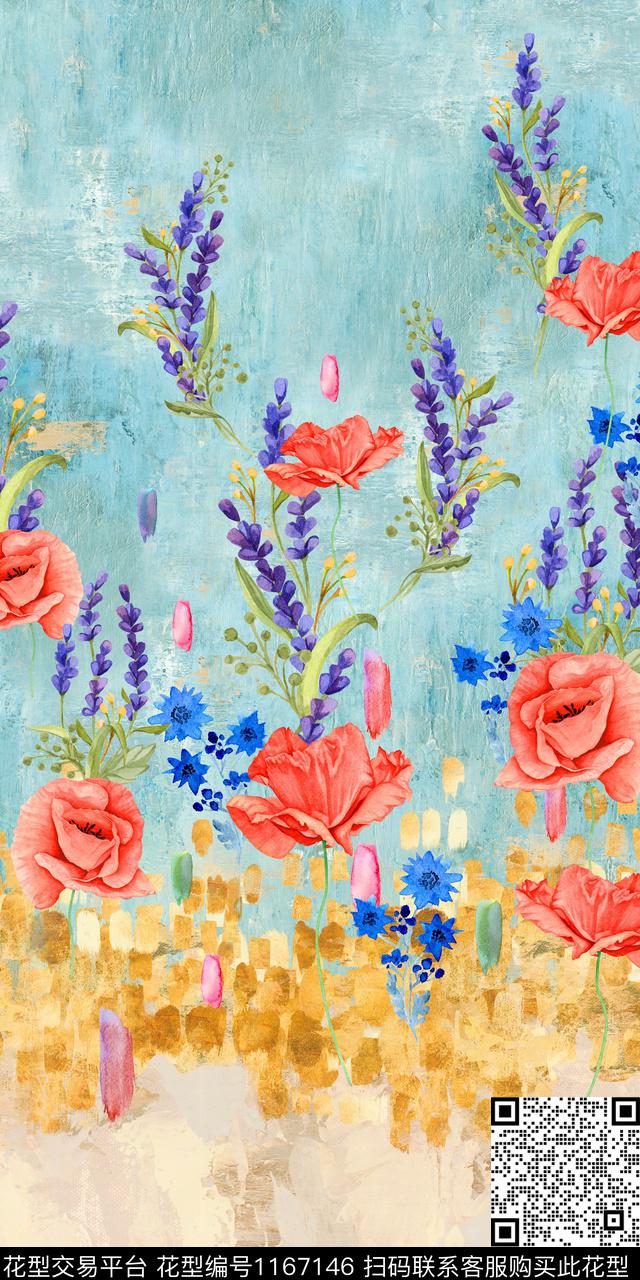 花卉肌理油画华亿平台数码印花华亿平台下载（图片编号: 1167146） - 瓦栏（Walan）