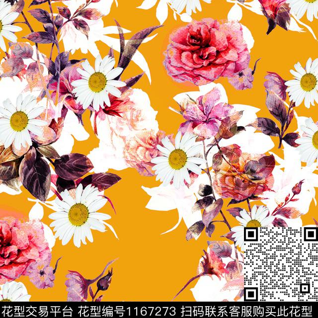 水彩花卉手绘花卉春夏华亿平台数码印花华亿平台下载（图片编号: 1167273） - 瓦栏（Walan）