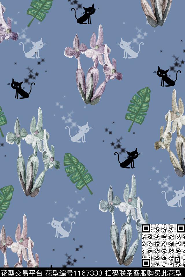 文艺花卉小清新数码印花华亿平台下载（图片编号: 1167333） - 瓦栏（Walan）