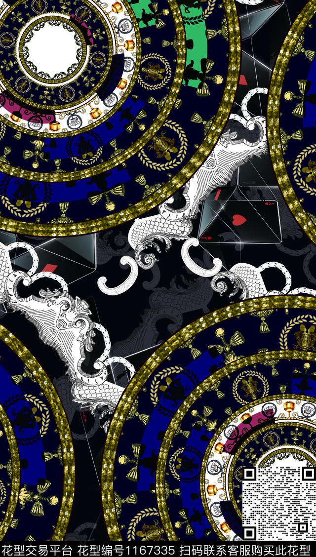 大牌男装抽象男装扑克数码印花华亿平台下载（图片编号: 1167335） - 瓦栏（Walan）