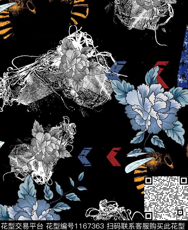 潮牌抽象大牌风数码印花华亿平台下载（图片编号: 1167363） - 瓦栏（Walan）