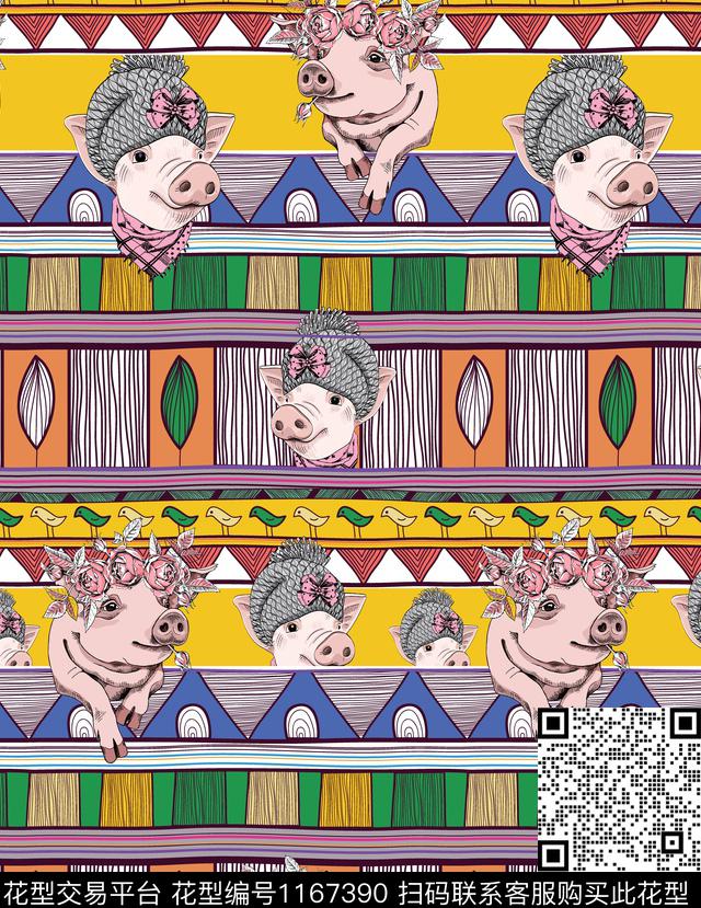 几何抽象动物数码印花华亿平台下载（图片编号: 1167390） - 瓦栏（Walan）