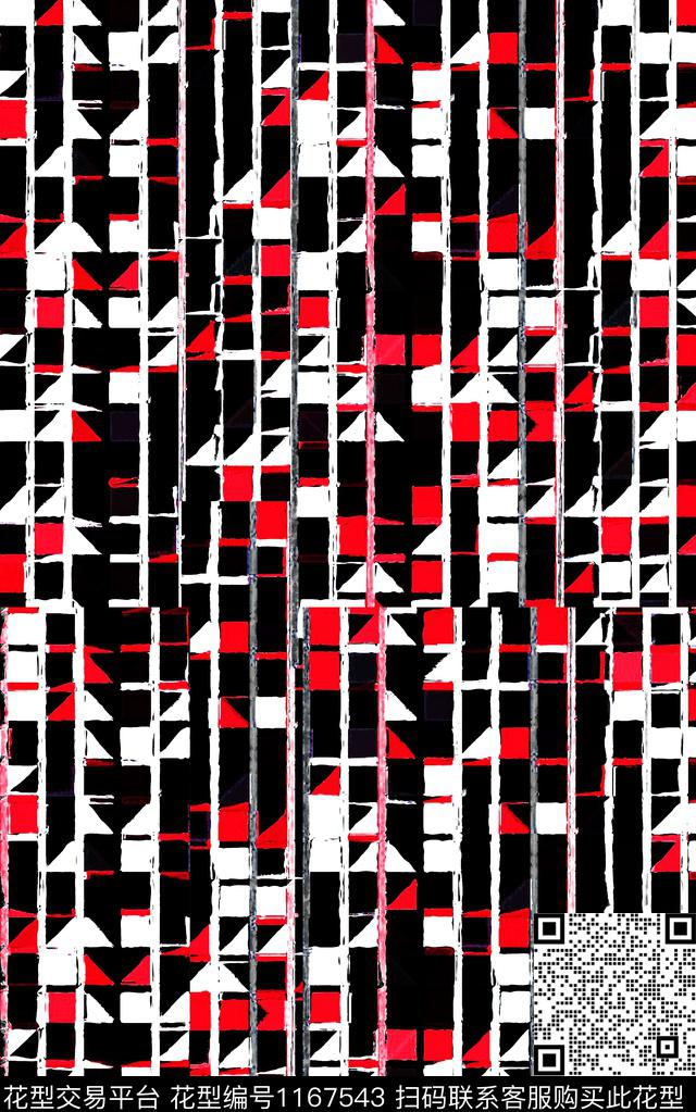 几何抽象格子数码印花华亿平台下载（图片编号: 1167543） - 瓦栏（Walan）