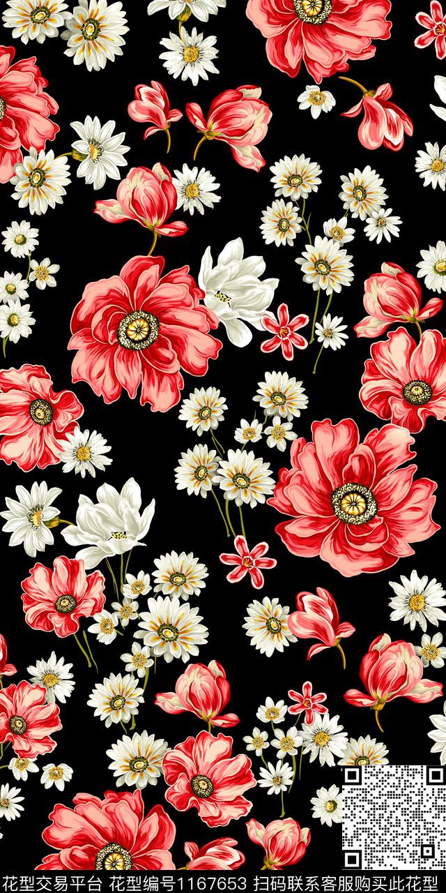 时尚女装满版散花传统印花华亿平台下载（图片编号: 1167653） - 瓦栏（Walan）