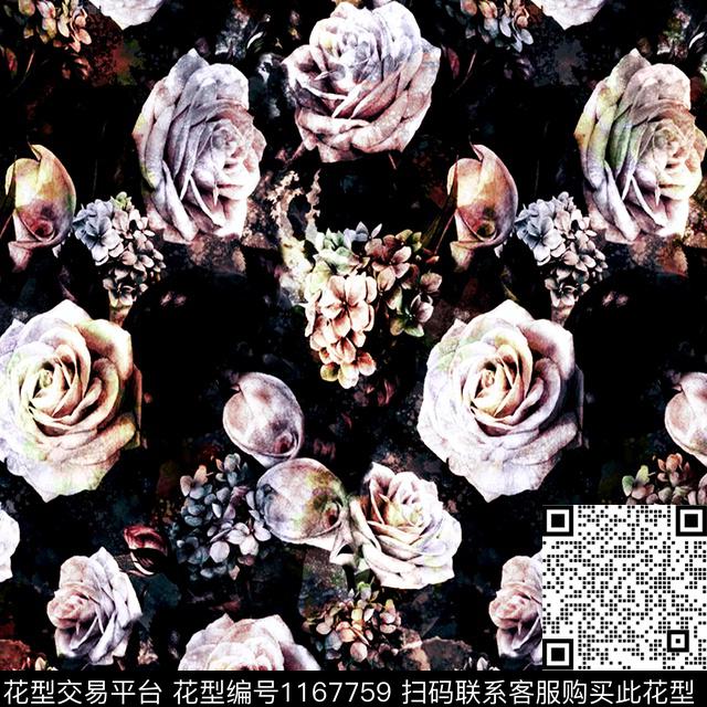 数码华亿平台抽象花卉数码印花华亿平台下载（图片编号: 1167759） - 瓦栏（Walan）