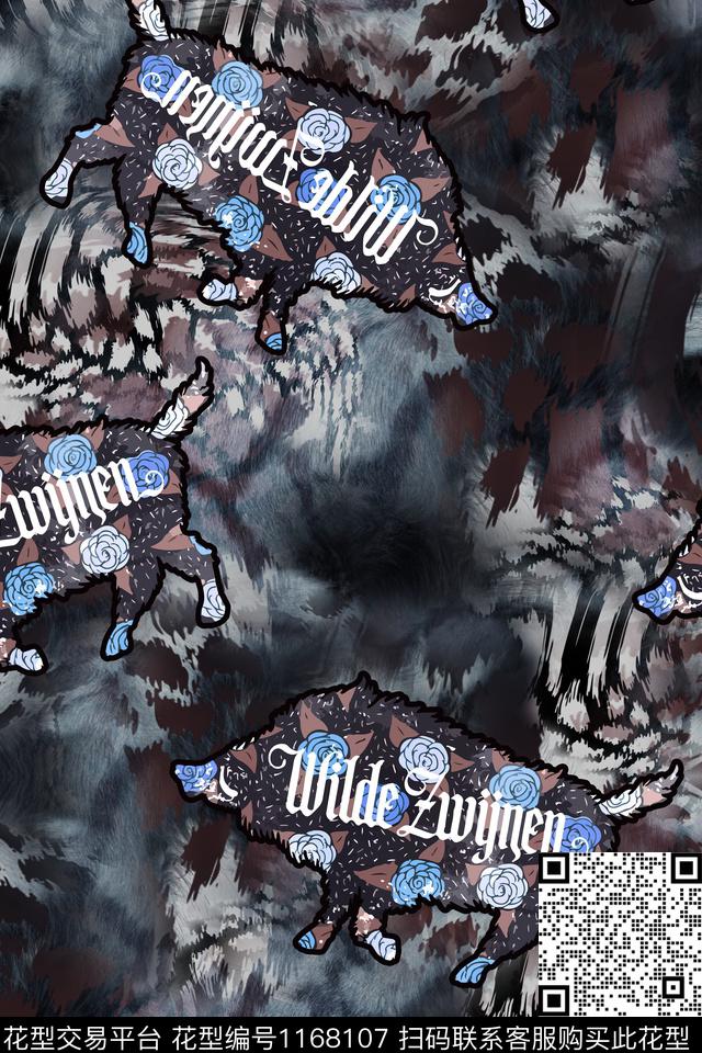 动物卡通猪数码印花华亿平台下载（图片编号: 1168107） - 瓦栏（Walan）