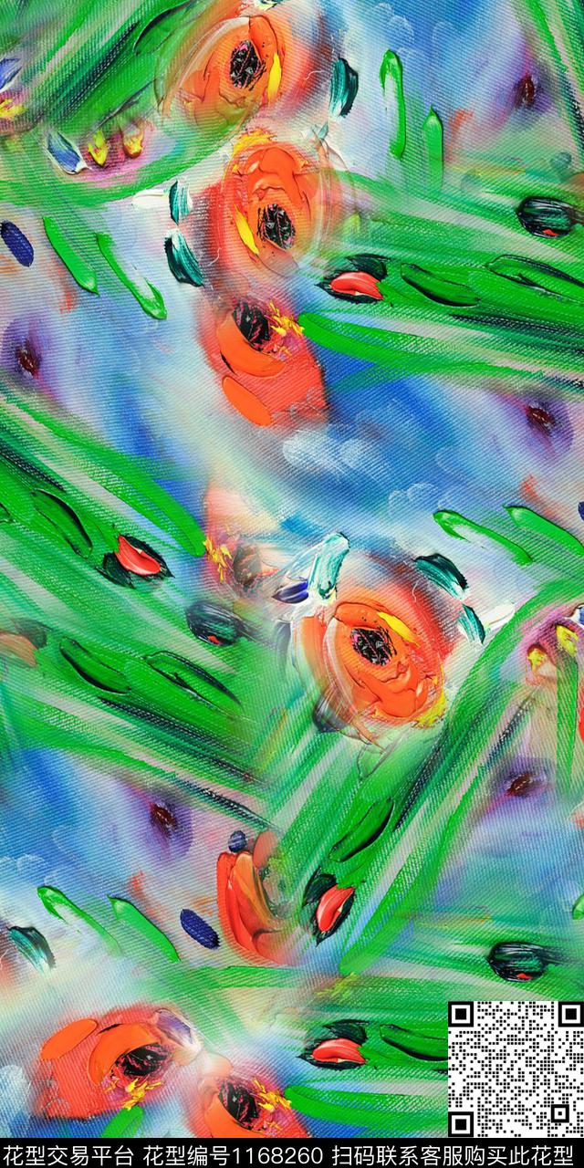 数码华亿平台抽象花卉数码印花华亿平台下载（图片编号: 1168260） - 瓦栏（Walan）