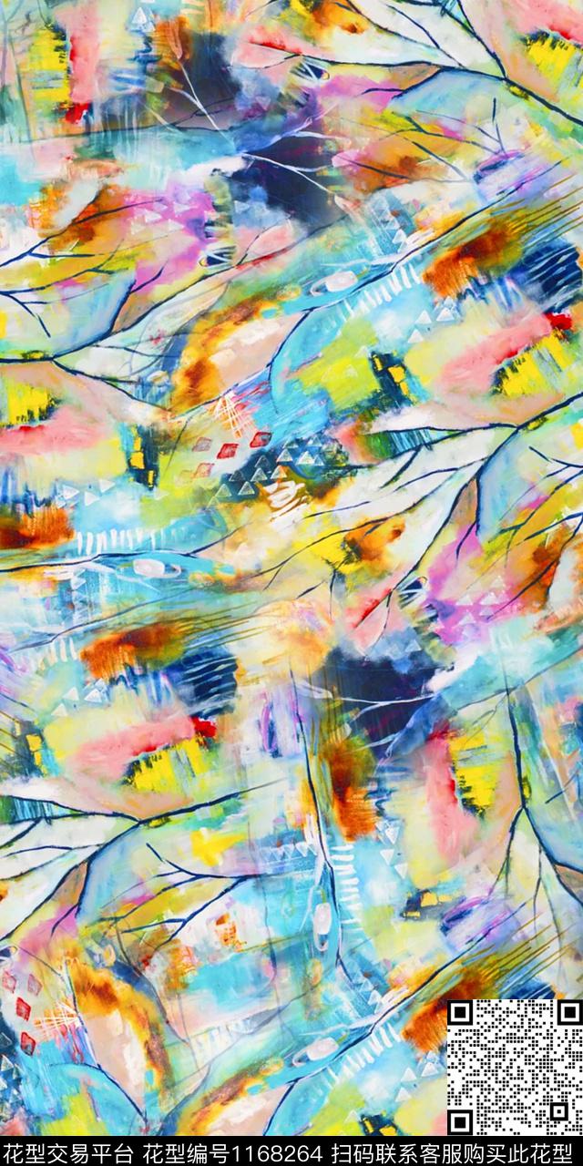 数码华亿平台抽象复古数码印花华亿平台下载（图片编号: 1168264） - 瓦栏（Walan）