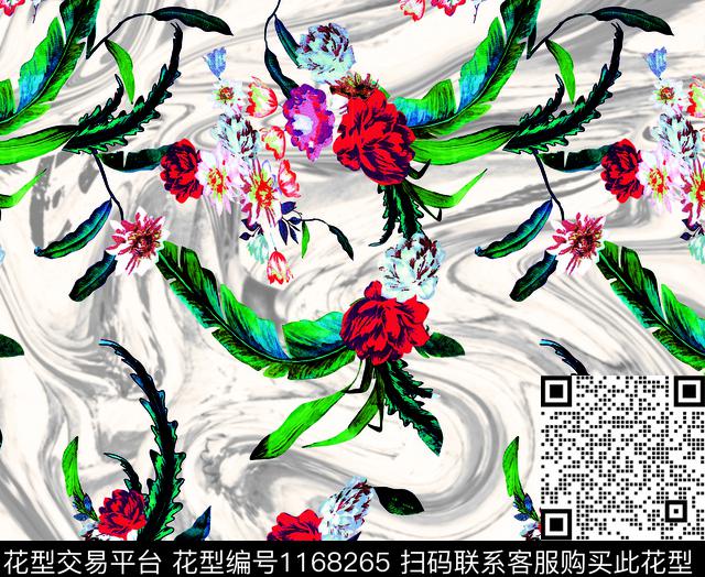 数码华亿平台花卉大牌风数码印花华亿平台下载（图片编号: 1168265） - 瓦栏（Walan）