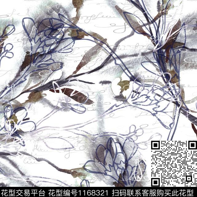 花卉大牌风手绘大花数码印花华亿平台下载（图片编号: 1168321） - 瓦栏（Walan）