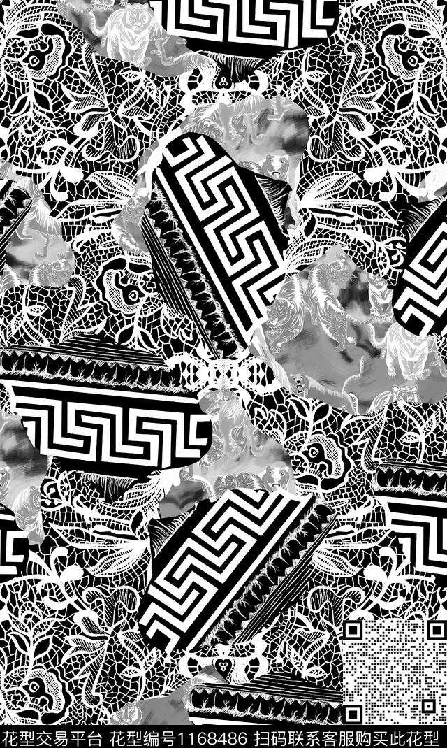欧洲潮牌抽象数码印花华亿平台下载（图片编号: 1168486） - 瓦栏（Walan）