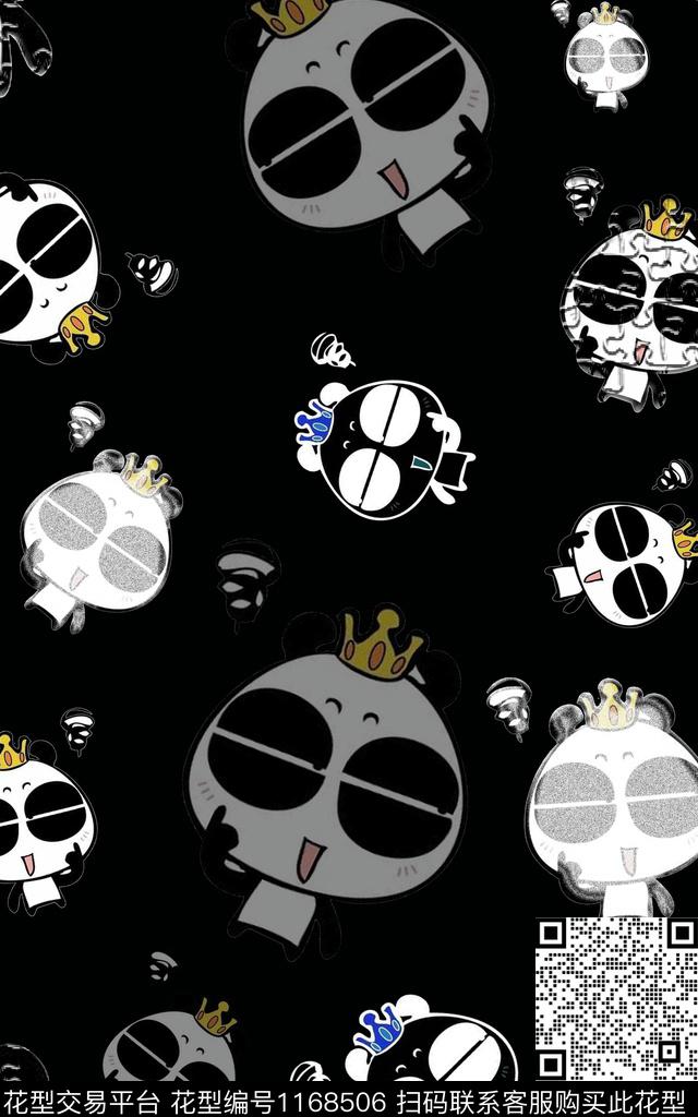 女装熊猫卡通动物数码印花华亿平台下载（图片编号: 1168506） - 瓦栏（Walan）