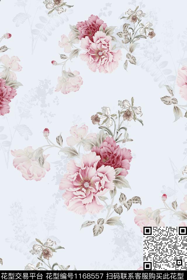 花瓣花卉满版散花数码印花华亿平台下载（图片编号: 1168557） - 瓦栏（Walan）