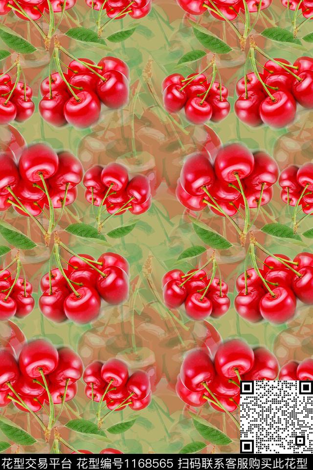 樱桃趣味俏皮水果数码印花华亿平台下载（图片编号: 1168565） - 瓦栏（Walan）