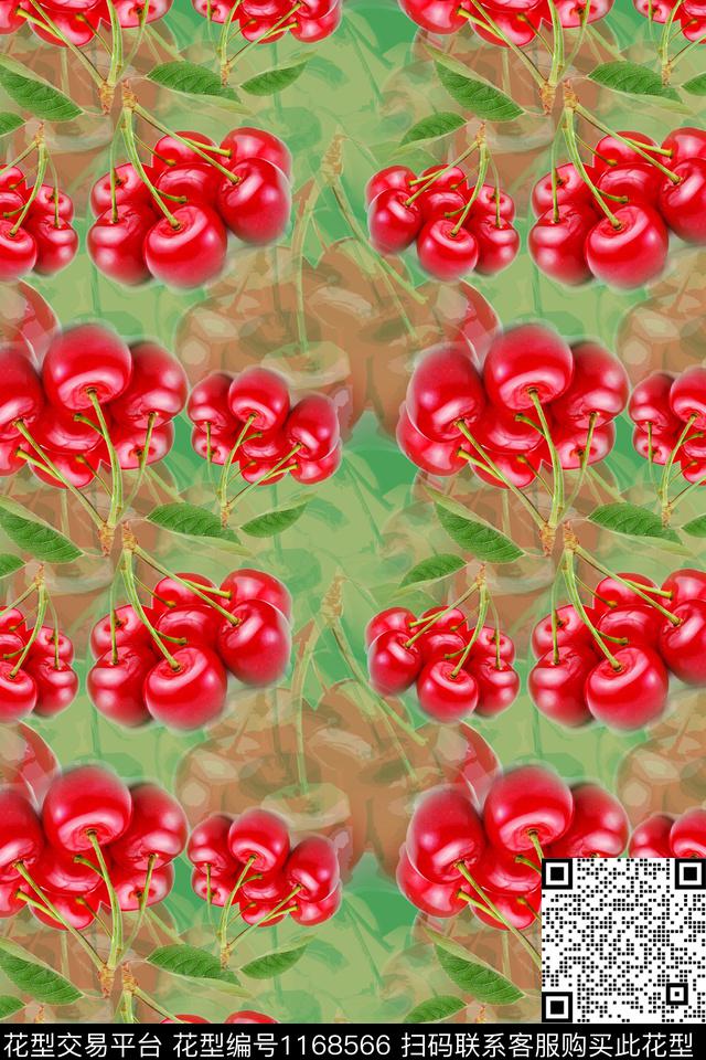 樱桃趣味俏皮水果数码印花华亿平台下载（图片编号: 1168566） - 瓦栏（Walan）