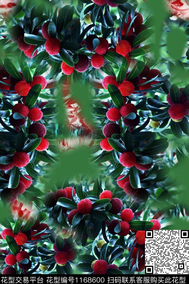 植物俏皮水果杨梅果数码印花华亿平台下载（图片编号: 1168600） - 瓦栏（Walan）