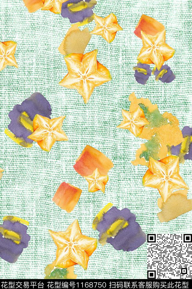 女装热带水果麻布华亿平台数码印花华亿平台下载（图片编号: 1168750） - 瓦栏（Walan）